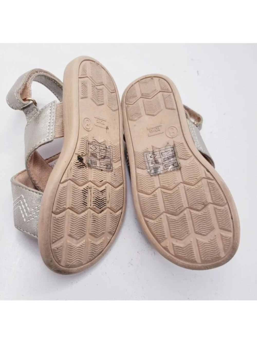 Toms Desert Taupe Shimmer Faux Leather Tiny Viv Sandals Girls Toddler Size 8